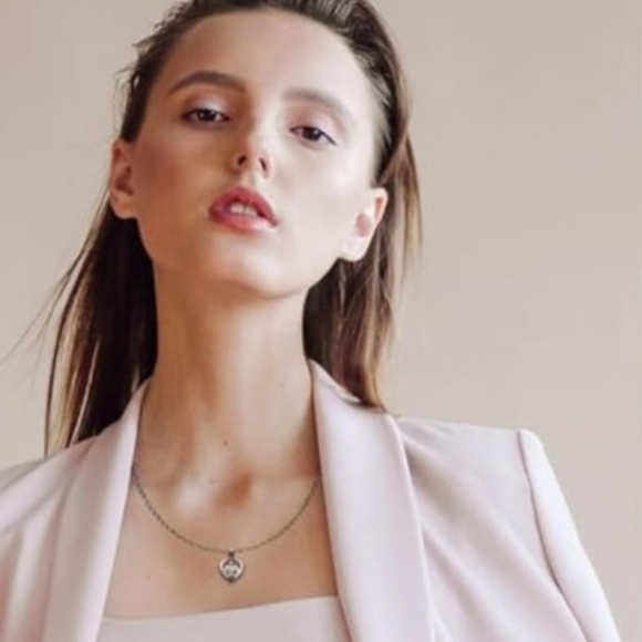 Moissanite Heart Necklace For Women Brass With White Gold Plating - Picture 3 of 5